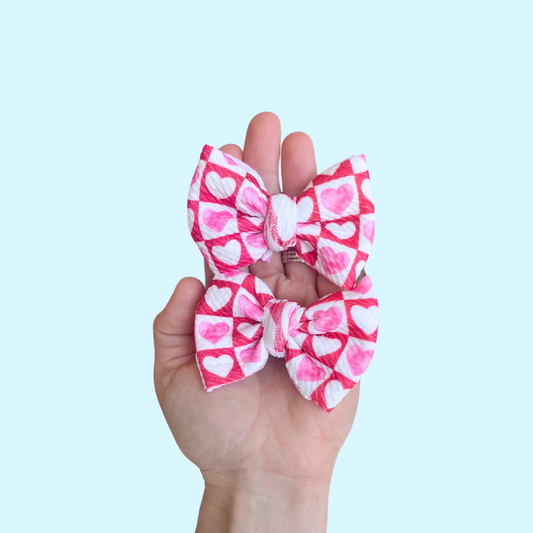 Checkered Heart Bow
