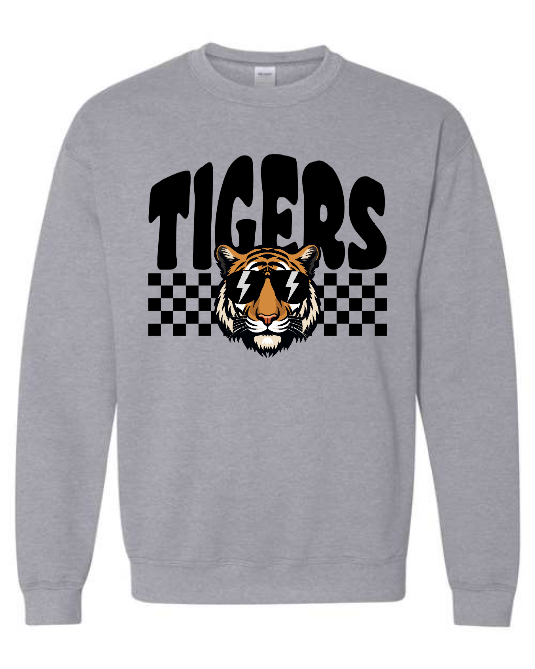 Youth Checkered Tigers Crewneck