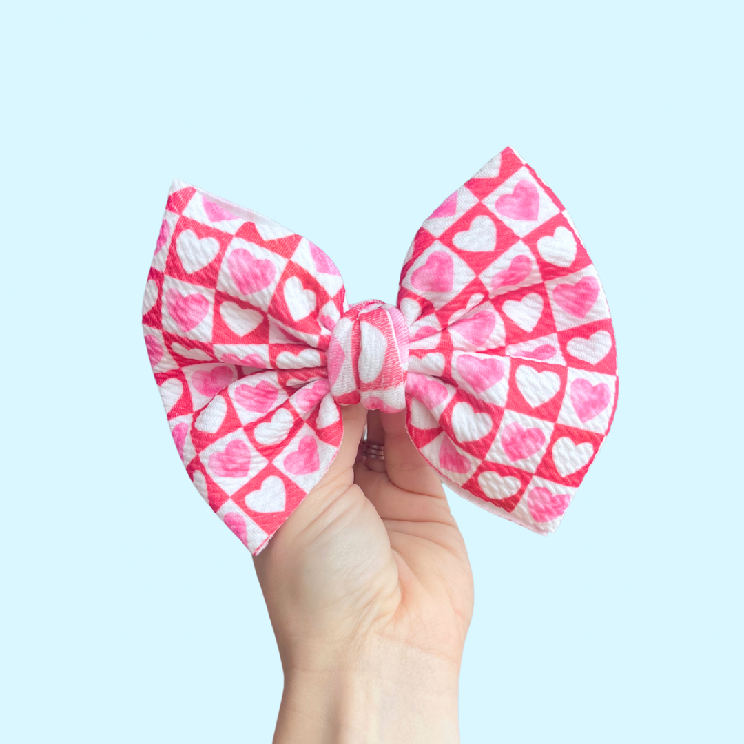 Checkered Heart Bow