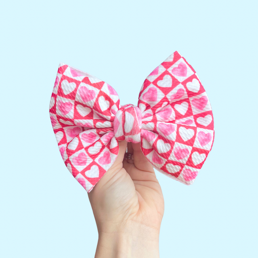 Checkered Heart Bow