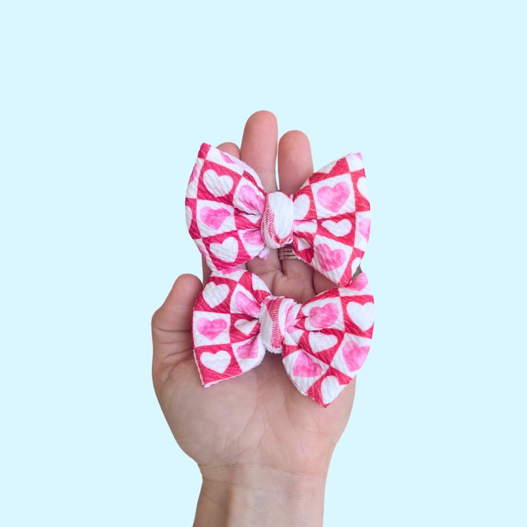 Checkered Heart Bow