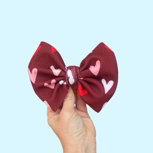 Maroon Heart Bow