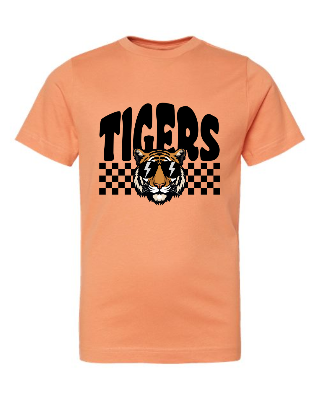 Youth Checkered Tigers Tee Orange