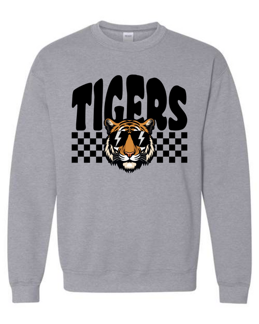 Youth Checkered Tigers Crewneck
