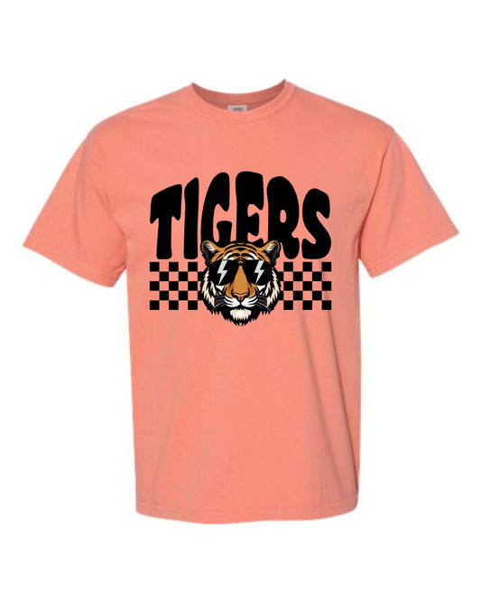 Adult Checkered Tigers Tee Orange